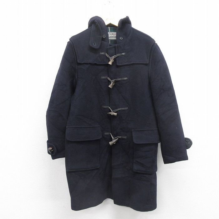 L★古着 グローバーオール 長袖 ウール ダッフルコート パーカー メンズ 90年代 90s ロング丈 イングランド製 黒 ブラック 25oct29 中古 アウター