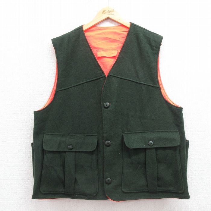 XL★古着 ウールリッチ WOOLRICH ウール ハンティング ベスト メンズ 90年代 90s USA製 緑 グリーン 25oct29 中古 アウター
