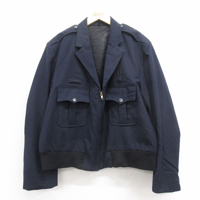 XL★古着 長袖 ウール ジャケット メンズ 紺 ネイビー 25oct29 中古 アウター