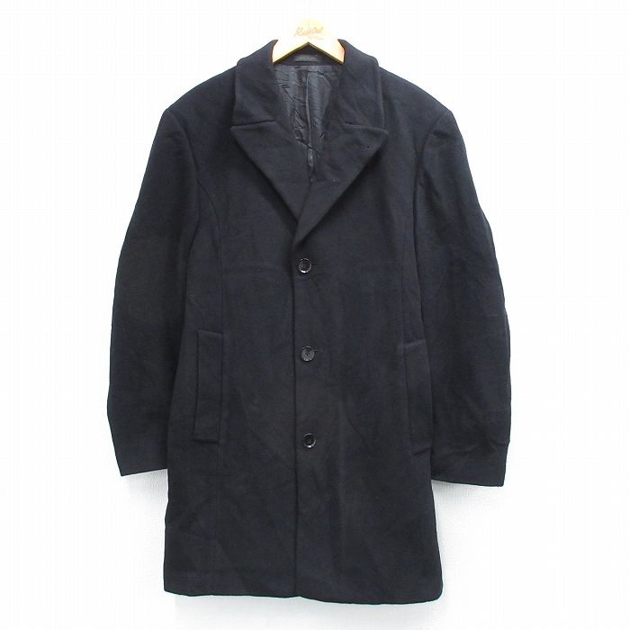 L★古着 カルバンクライン 長袖 ブランド ウール コート メンズ 黒 25nov18