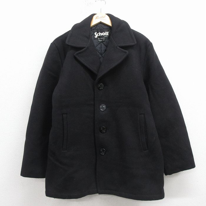 L★古着 ショット 長袖 ウール ピーコート メンズ 00年代 00s カナダ製 黒 内側キルティング【spe】 25nov25