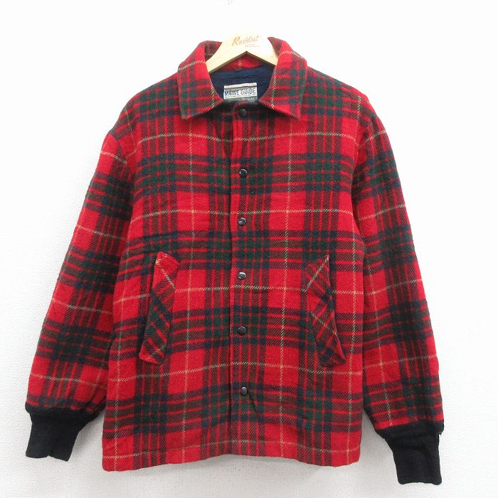 80s ウールジャケット チェック レッド XL | 古着