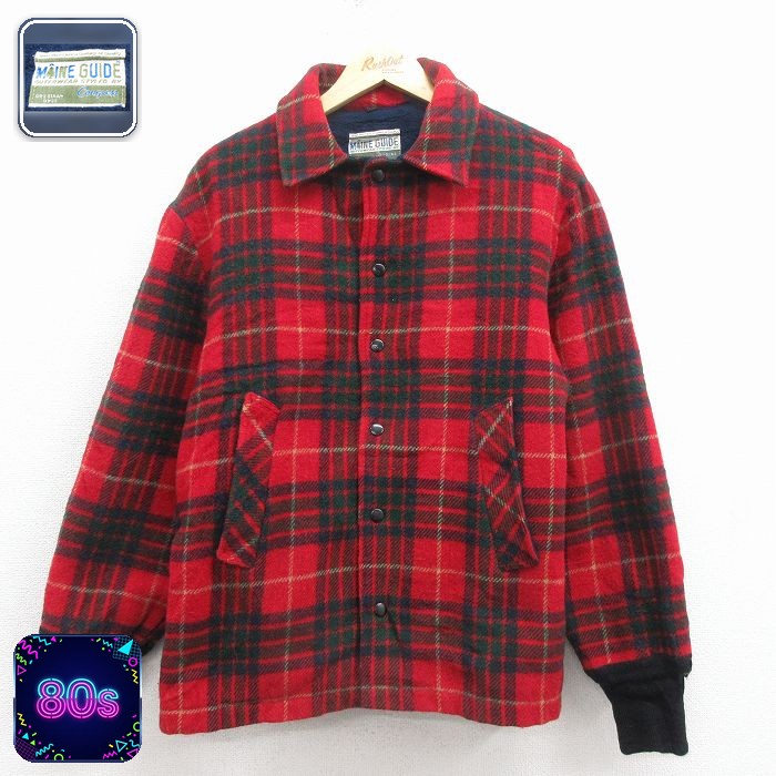 80s ウールジャケット チェック レッド XL | 古着