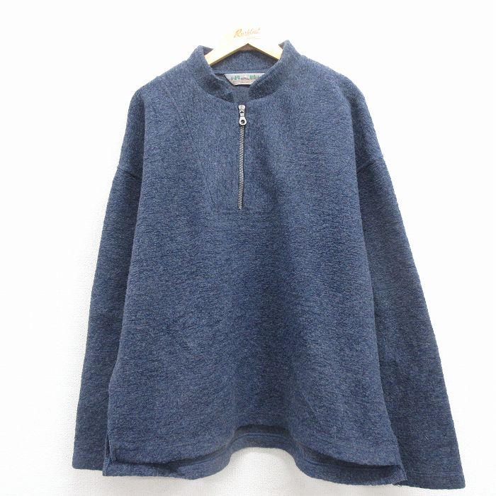 【20%OFF】XL★古着 EMS 長袖 ハーフジップ ウール ジャケット メンズ 90年代 90s イタリア製 薄紺 25dec03