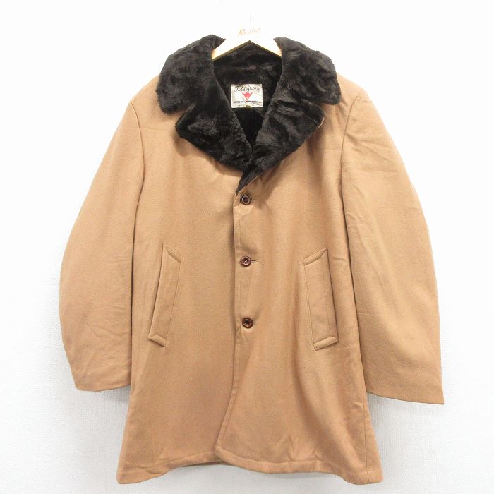 ウール コート 80s ロング丈 茶 内側フェイクファー XL | 古着