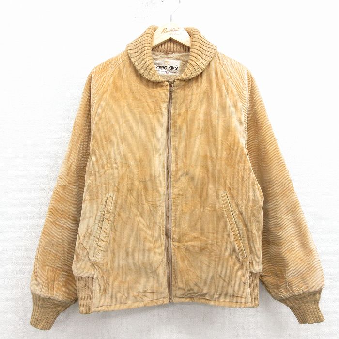 L★古着 長袖 コーデュロイ ジャケット メンズ 80年代 80s ラグラン USA製 茶 25dec11
