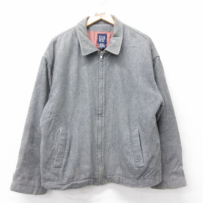 XL★古着 ギャップ GAP 長袖 ウール ジャケット メンズ 90年代 90s グレー 内側キルティング 25dec16