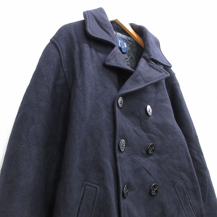 XL/古着 ギャップ GAP 長袖 ウール ジャケット ピーコート メンズ 00年代 00s ロング丈 紺 内側キルティング 25dec25 古着通販 XL☆古着 ギャップ GAP 長袖 ウール ジャケット ピーコート