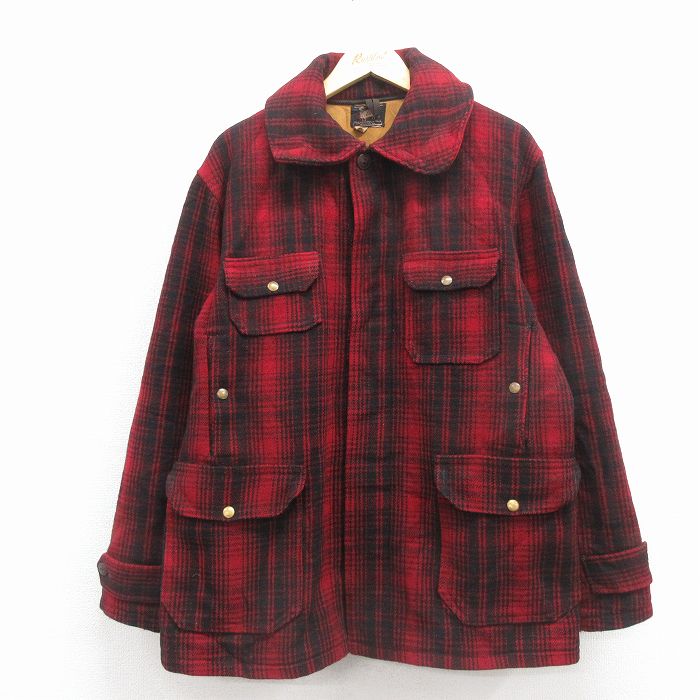XL★古着 ウールリッチ 長袖 ビンテージ ジャケット メンズ 50年代 50s マッキーノ 赤他 チェック 25dec27