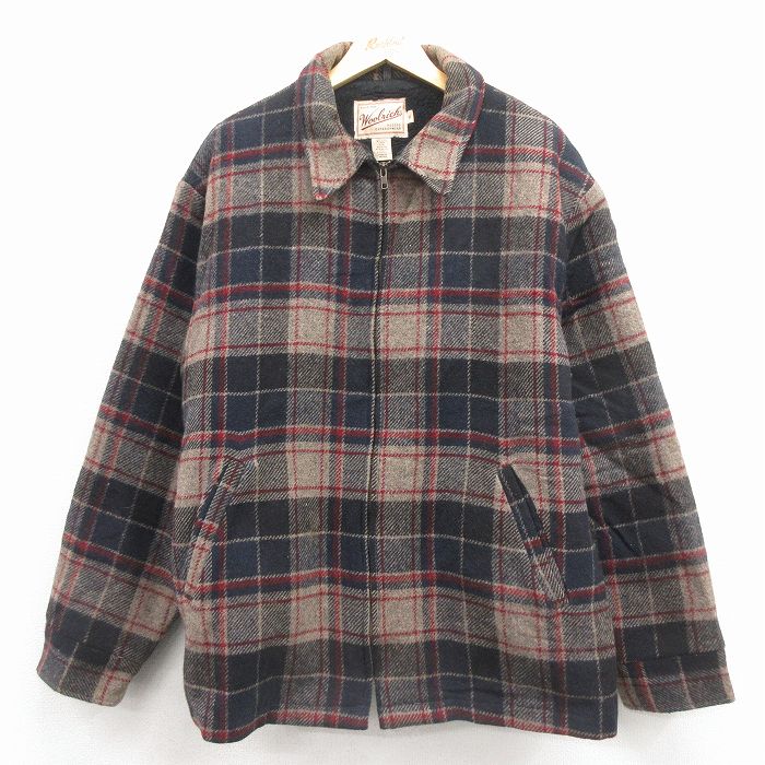 XL★古着 ウールリッチ 長袖 ウール ジャケット メンズ 00年代 00s 大きいサイズ 黒他 チェック 内側ボア 25dec27