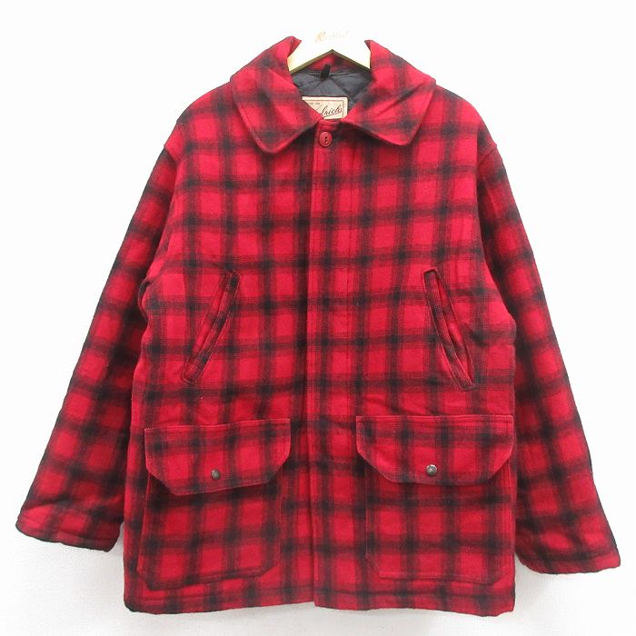 XL★古着 ウールリッチ 長袖 ウール ジャケット メンズ 00年代 00s マッキーノ 赤他 チェック 25dec27