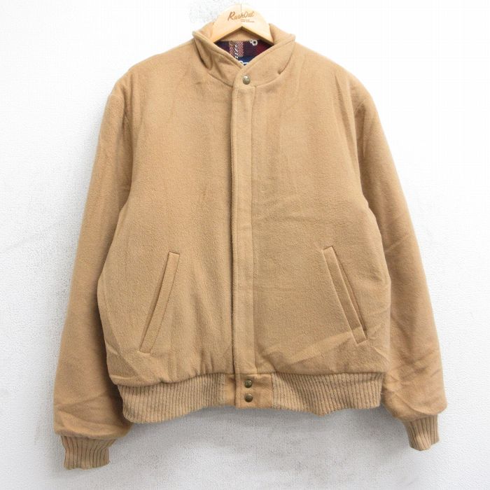 XL★古着 ウールリッチ 長袖 ウール ジャケット メンズ 80年代 80s USA製 ベージュ 内側ウール 25dec27