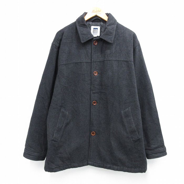 XL★古着 ギャップ GAP 長袖 ウール ジャケット メンズ 00年代 00s 大きいサイズ 黒 内側キルティング【spe】 26jan05