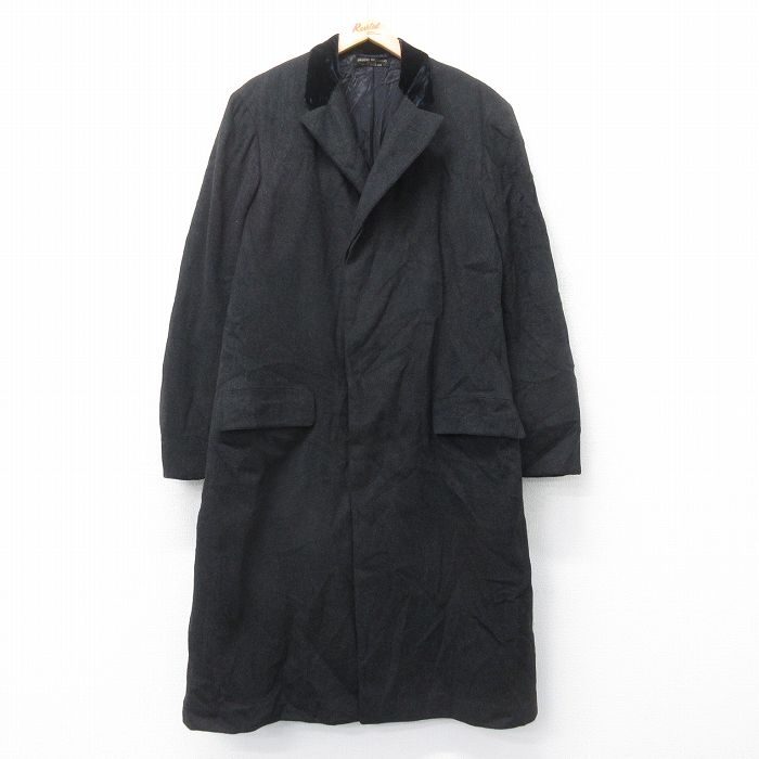 XL★古着 ブルックスブラザーズ 長袖 ウール コート メンズ 80年代 80s 襟ベロア ロング丈 USA製 濃グレー【spe】 26jan06