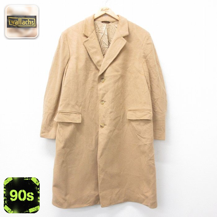 長袖 ウール コート 90s ロング丈 ベージュ メンズXL相当 | 古着