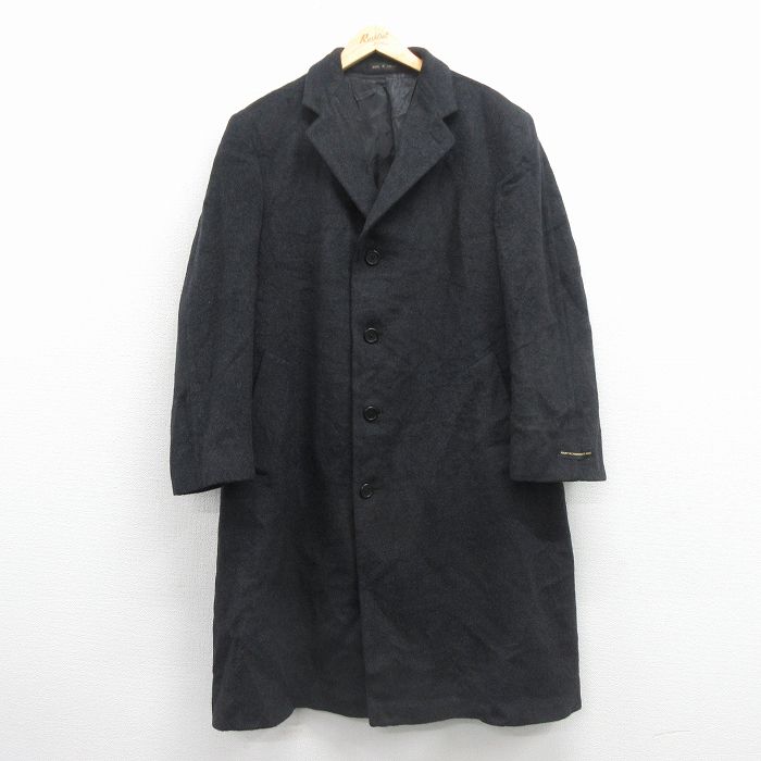 XL★古着 長袖 ウール コート メンズ ロング丈 カナダ製 黒 26jan08