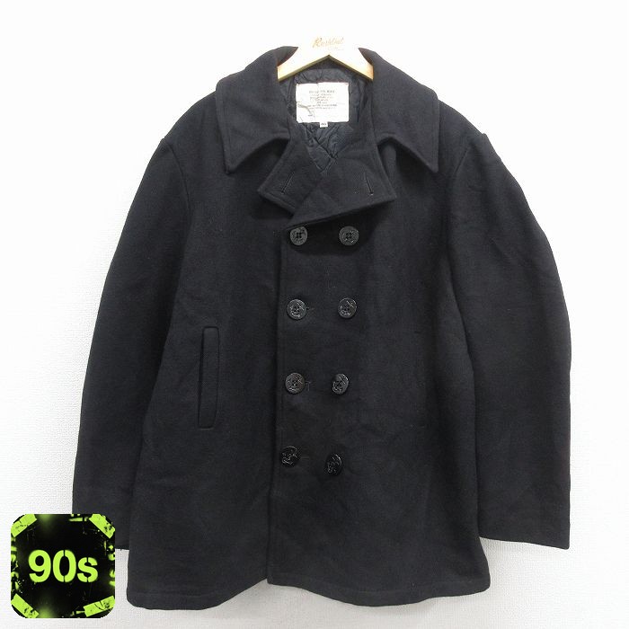 【50%OFF】ピーコート 90s ミリタリーウールピーコート ブラック XL | 古着