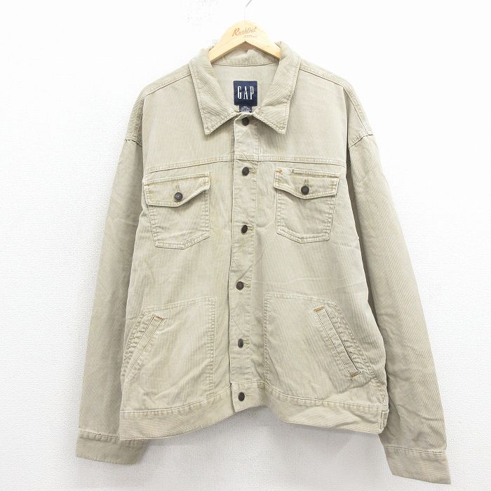 XL★古着 ギャップ GAP 長袖 コーデュロイ ジャケット メンズ コットン ベージュ 26jan23