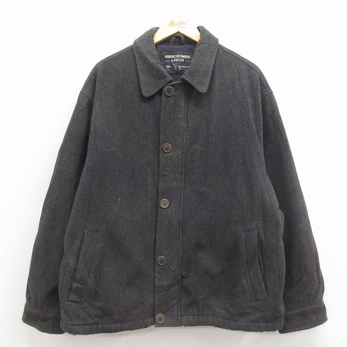 XL★古着 アバクロンビー 長袖 ウール ジャケット メンズ 00年代 00s 大きいサイズ グレー 内側キルティング 26jan31