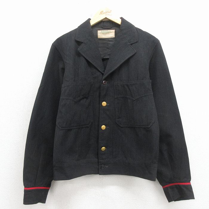 M★古着 長袖 ビンテージ ウール ジャケット メンズ 60年代 60s 黒 霜降り【spe】 26feb19