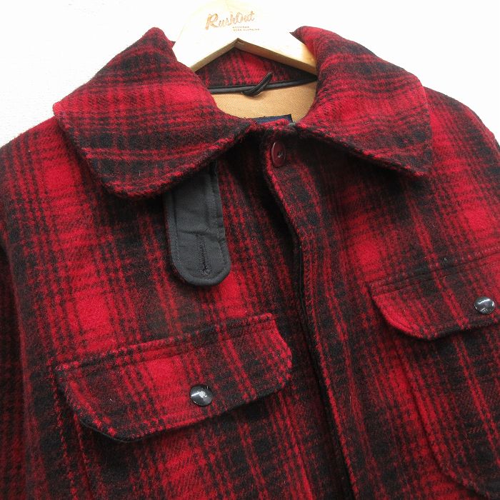 超美品 90sウールリッチ USA製 マッキーノ ウール 赤黒 M 古着通販 L☆古着 ウールリッチ 長袖 ウール ジャケット メンズ 90年代