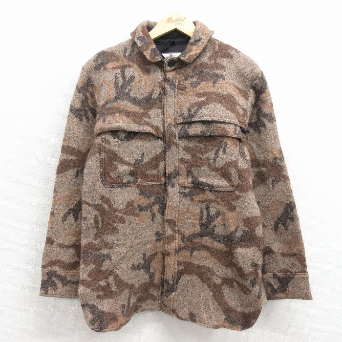 【20%OFF】90s ウールシャツジャケット 迷彩ベージュ S | 古着