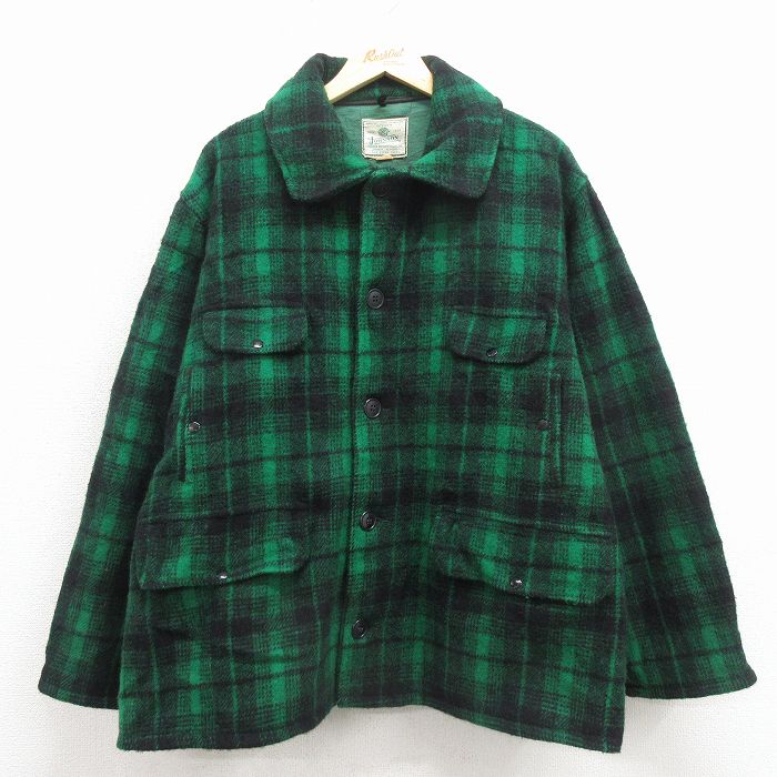 【20%OFF】ジョンソン 70s 長袖ジャケット 緑チェック XL | 古着