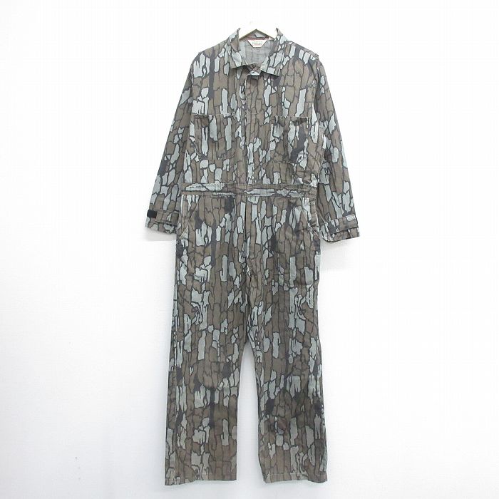 W42★古着 ウォールズ 長袖 ハンティング ツナギ メンズ 90年代 90s TREBARK 大きいサイズ USA製 茶 ブラウン 迷彩 24sep19 中古 オールインワン ボトムス