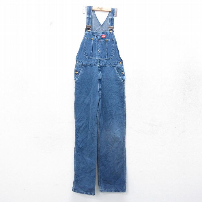 【50%OFF】W35★古着 ディッキーズ Dickies オーバーオール メンズ 00年代 00s 紺 ネイビー デニム 25jan07 中古 ボトムス