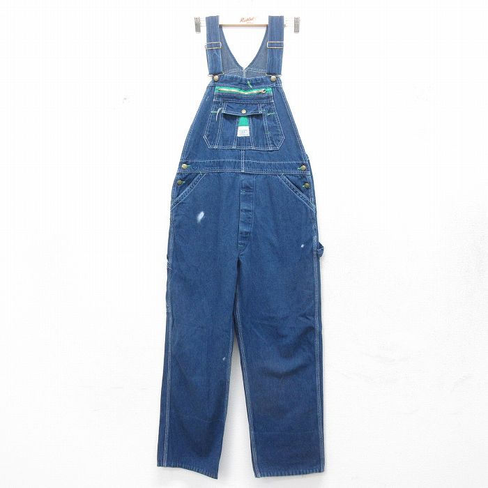 W36★古着 リバティ オーバーオール メンズ 90年代 90s コットン USA製 紺 ネイビー デニム 【spe】 25feb08 中古 ボトムス