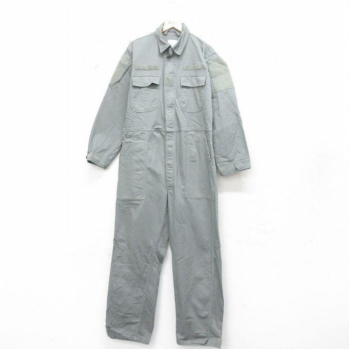 【20%OFF】W41★古着 長袖 ミリタリー ベイカー ツナギ メンズ ユーティリティ 大きいサイズ コットン USA製 グレー 25feb08 中古 オールインワン ボトムス