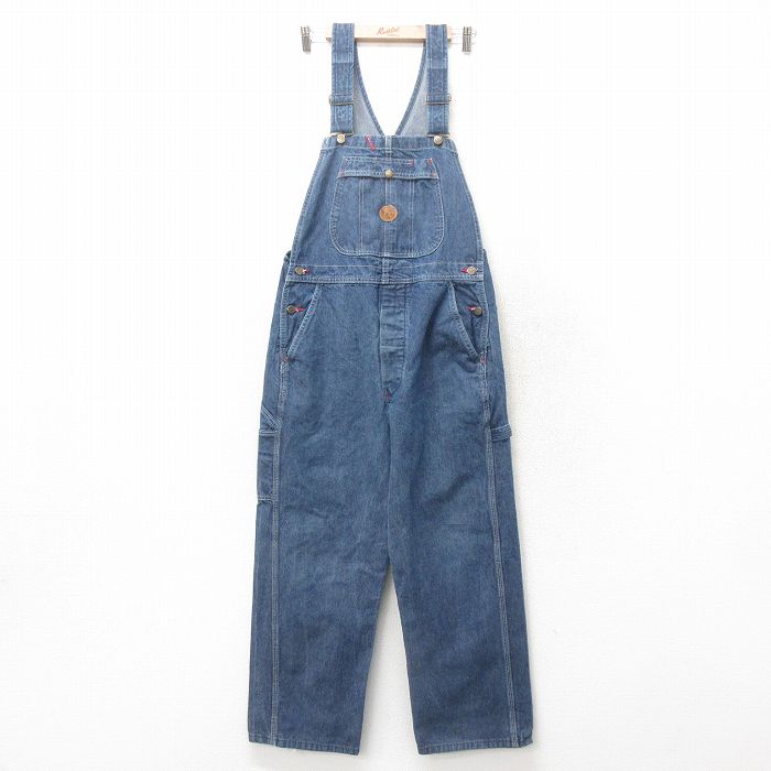 W36★古着 レッドキャップ オーバーオール メンズ 00年代 00s コットン 紺 ネイビー デニム 25mar05 中古 ボトムス