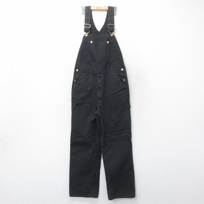 W37★古着 ディッキーズ Dickies オーバーオール メンズ ダック地 黒 ブラック 25mar19 中古 ボトムス