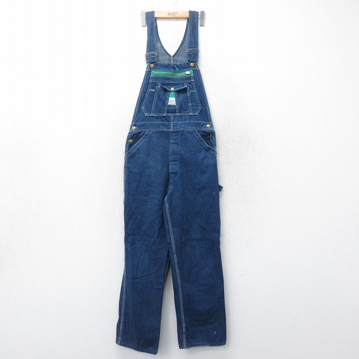 W31★古着 リバティ オーバーオール メンズ コットン 紺 ネイビー デニム 25mar19 中古 ボトムス