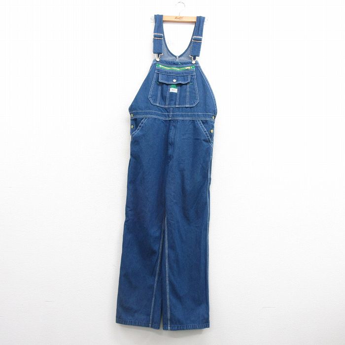 W39★古着 リバティ オーバーオール メンズ 大きいサイズ コットン 紺 ネイビー デニム 25mar21 中古 ボトムス