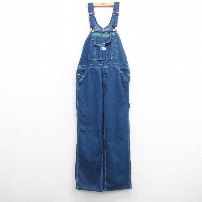 W37★古着 リバティ オーバーオール メンズ コットン 紺 ネイビー デニム 25mar22 中古 ボトムス