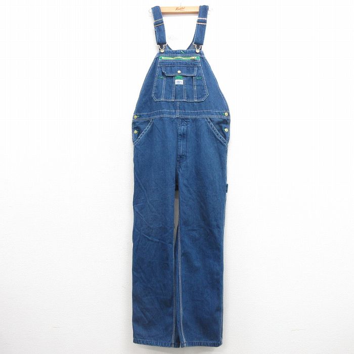 W37★古着 リバティ オーバーオール メンズ 紺 ネイビー デニム 25mar22 中古 ボトムス