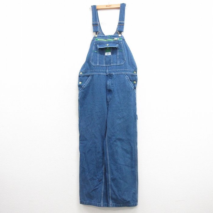W37★古着 リバティ オーバーオール メンズ 紺 ネイビー デニム 25mar22 中古 ボトムス