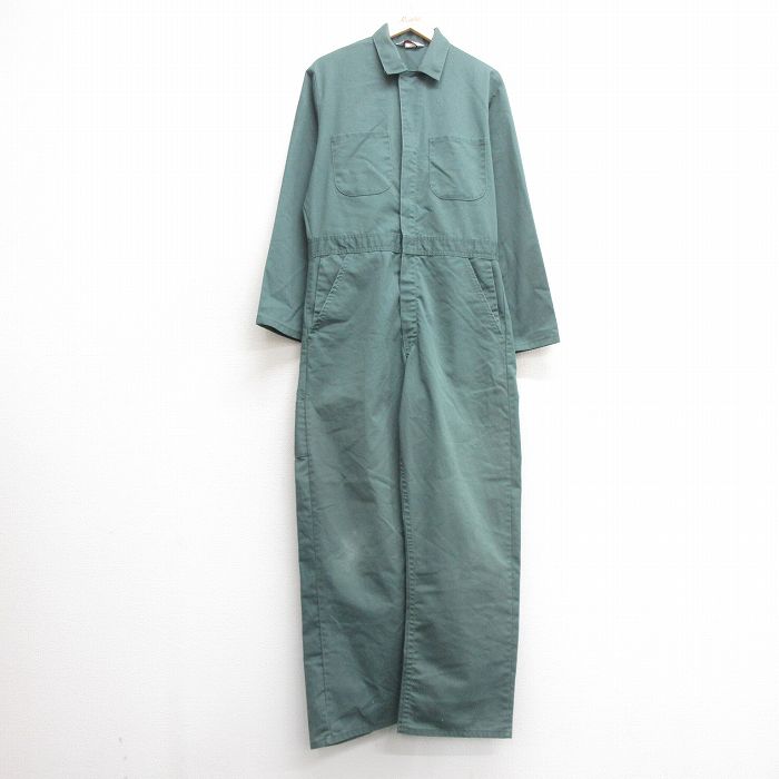 【50%OFF】W38★古着 Wear Guard 長袖 ツナギ メンズ 80年代 80s 緑系 グリーン 25mar29 中古 オールインワン ボトムス