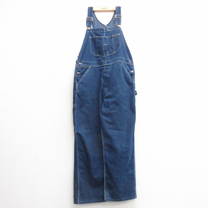W40★古着 ローバックス オーバーオール メンズ 90年代 90s 大きいサイズ USA製 紺 ネイビー デニム 25mar29 中古 ボトムス