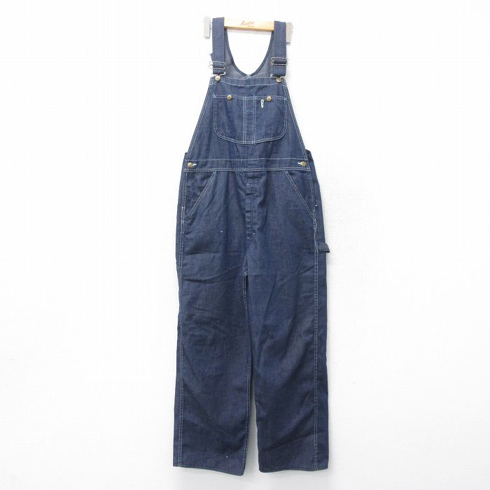 W38★古着 シアーズ オーバーオール メンズ 80年代 80s 濃紺 ネイビー デニム 【spe】 25apr02 中古 ボトムス