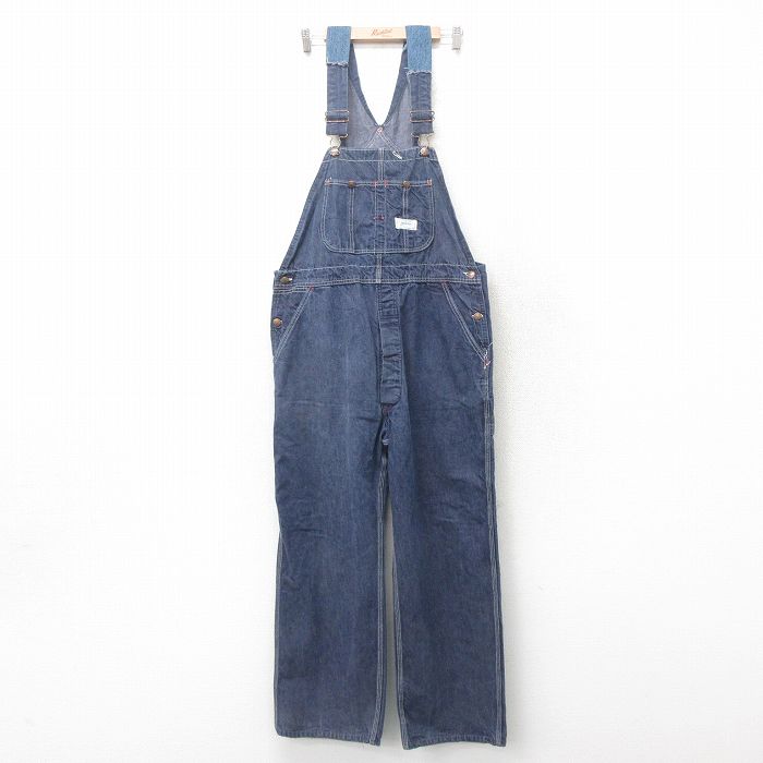 W40★古着 パワーハウス ビンテージ オーバーオール メンズ 60年代 60s USA製 紺 ネイビー デニム 25jun09 中古 ボトムス