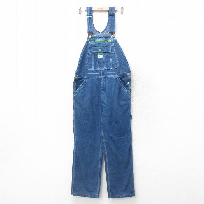 W36★古着 リバティ オーバーオール メンズ コットン 紺 ネイビー デニム 25jun09 中古 ボトムス