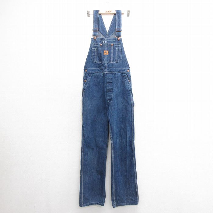 W31★古着 ビッグベン BIG BEN オーバーオール メンズ 80年代 80s 紺 ネイビー デニム 25jun24 中古 ボトムス