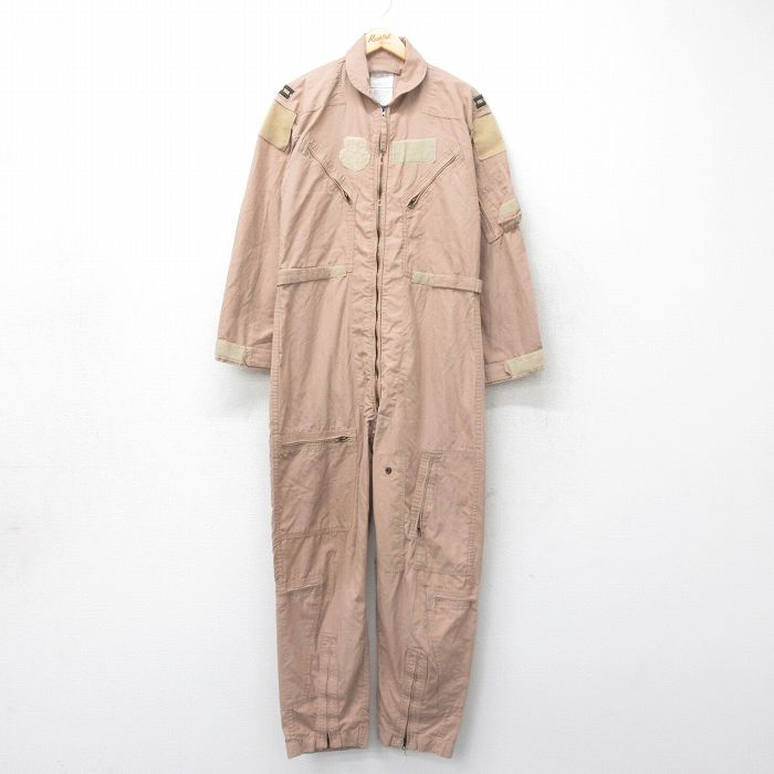 W39★古着 長袖 ミリタリー ツナギ メンズ 90年代 90s CWU-27/P 大きいサイズ USA製 薄茶 ブラウン 25jul05 中古 オールインワン ボトムス