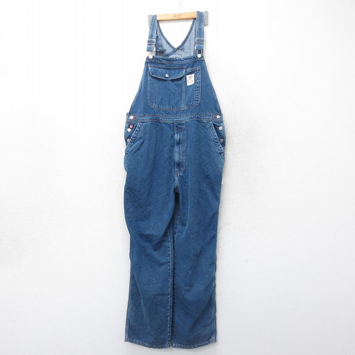 W41★古着 ラルフローレン Ralph Lauren チャップス ブランド オーバーオール メンズ 90年代 90s 大きいサイズ コットン 紺 ネイビー デニム 【spe】 25jul05 中古 ボトムス