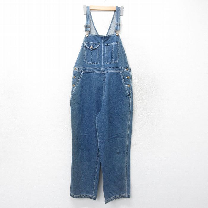 W38★古着 エルエルビーン LLBEAN オーバーオール メンズ コットン 紺 ネイビー デニム 25jul05 中古 ボトムス