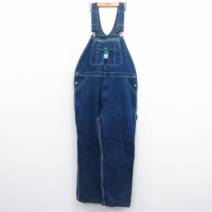 W42★古着 リバティ オーバーオール メンズ 大きいサイズ コットン 紺 ネイビー デニム 25jul05 中古 ボトムス