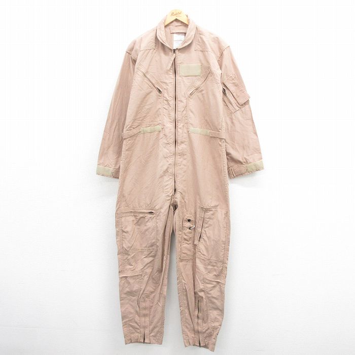 W42★古着 長袖 ミリタリー ツナギ メンズ 90年代 90s CWU-27/P 大きいサイズ USA製 ベージュ カーキ 25aug22 中古 オールインワン ボトムス