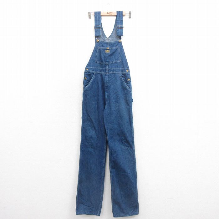 W31★古着 オシュコシュ OSHKOSH オーバーオール メンズ 80年代 80s コットン USA製 タロン 紺 ネイビー デニム 25sep20 中古 ボトムス